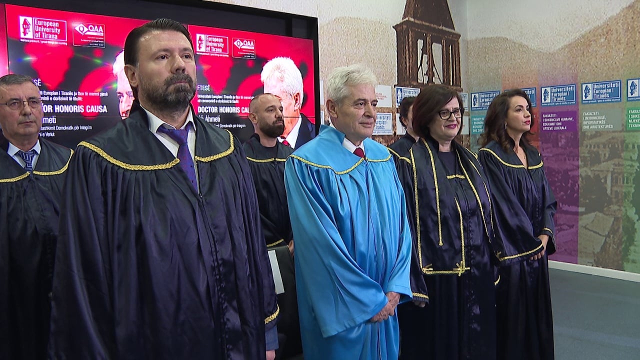 Nderohet Ali Ahmeti, lideri i BDI merr titullin “Doctor Honoris Causa” në Universitetin Europian të Tiranës