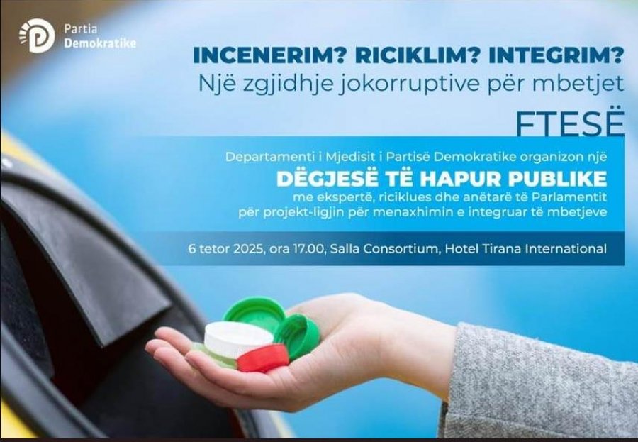 PD sfidon qeverinë me debat publik për mbetjet: Jo inceneratorëve të korrupsionit, po riciklimit