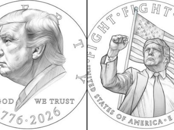 Prezantohet monedha e re 1 dollarëshe, Trump shfaqet me grushtin lart dhe moton: LUFTO, LUFTO, LUFTO!