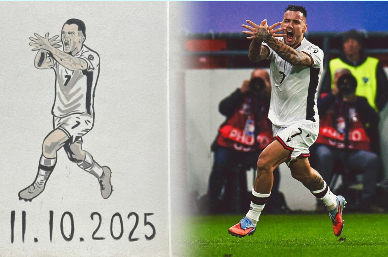 Rey Manaj bëhet ikonë në mur – Mitrovica e nderon për golin ndaj Serbisë