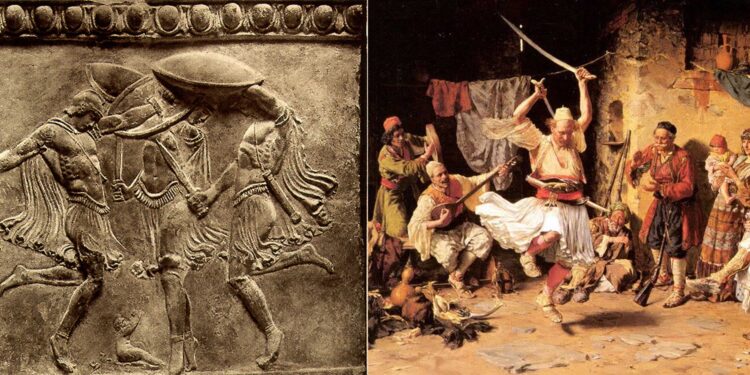 “Vallja e Kuretëve”, “Vallja e Shpatave” nga relievi i vitit 100 pas Krishtit në tablonë e kroatit Paja Jovanoviç