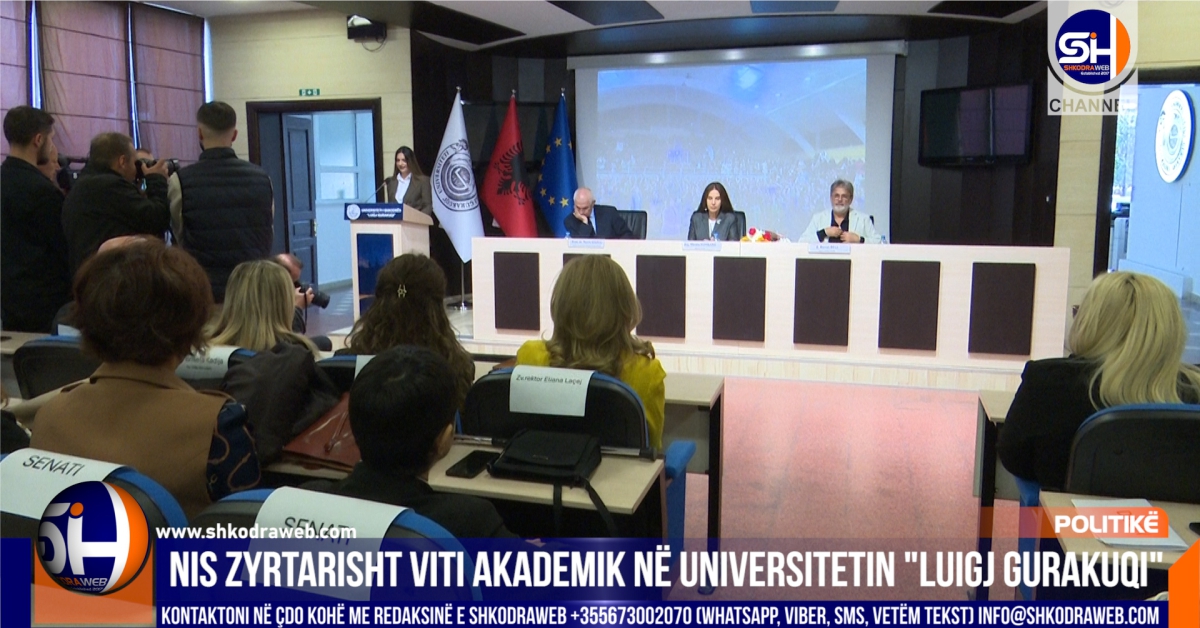 VIDEO – Hapet viti akademik në Universitetin “Luigj Gurakuqi”, e pranishme ministrja e Arsimit Mirela Kumbaro