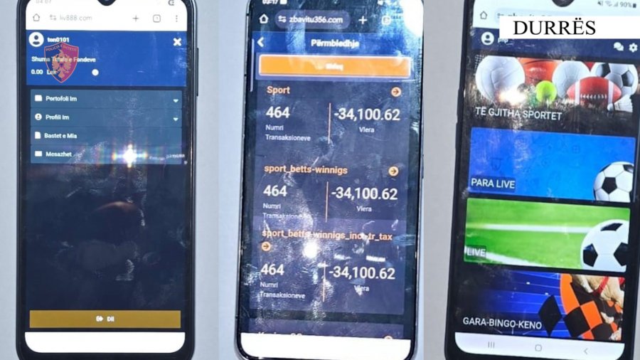 Durrës/ Vinin baste sportive me celularë, vihen në pranga 3 shtetas (2 prej tyre, vëllezër)