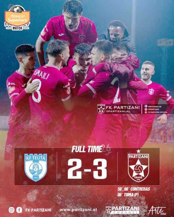 Partizani përmbys në mënyrë spektakolare Teutën, Elbasani thyen Egnatian dhe barazon Vllazninë në kryesim