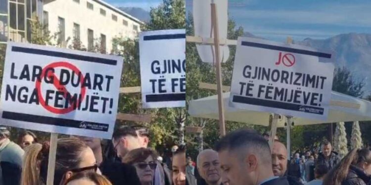 “Po na cënon fëmijët”/ Kundër ligjit për Barazinë Gjinore, qytetarët protestë te sheshi “Skënderbej”