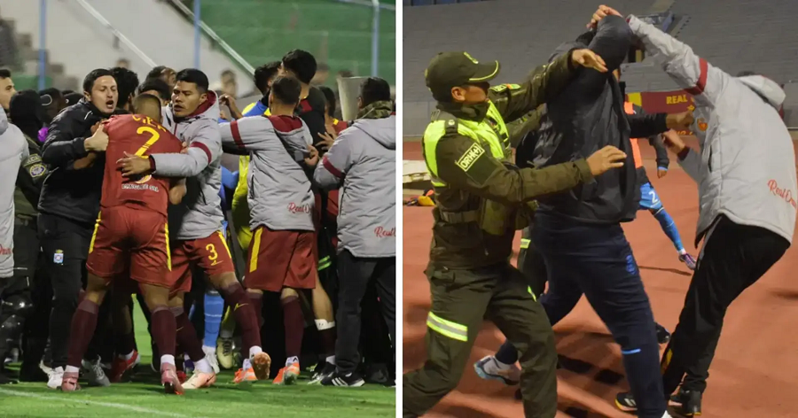 Skena të frikshme, ndeshja e futbollit kthehet në sherr masiv. 17 kartonë të kuq, ndërhyn policia (video)