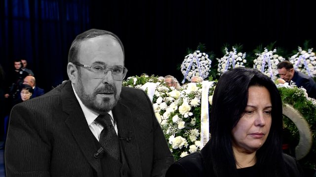 Xhoana Nano dhe ish-bashkëshortja Rexhina, në ceremoninë e homazheve për Fatos Nanon