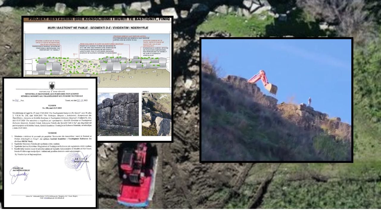 Gërmimet me buldozer në Parkun Arkeologjik në Finiq/ Akreologu: Skandal! TCH zbardh vendimin, Ministria: Është restaurim
