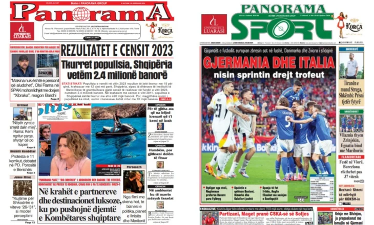 Lexoni faqen e parë të gazetës “Panorama”, “Panorama Sport” dhe “Gazeta Shqiptare”