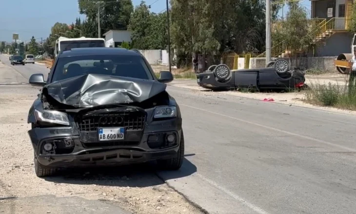 Pamjet/ Aksident i frikshëm në Fier-Patos, njëri mjet i përmbysur anash rrugës, tjetri i shkatërruar! Të plagosurit dërgohen në spital