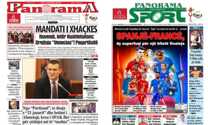 Lexoni faqen e parë të gazetës “Panorama”, “Panorama Sport” dhe “Gazeta Shqiptare”