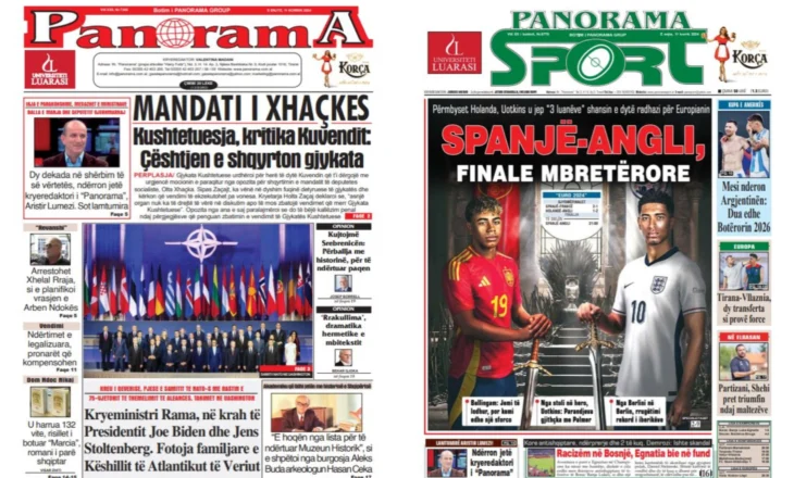 Lexoni faqen e parë të gazetës “Panorama”, “Panorama Sport” dhe “Gazeta Shqiptare”