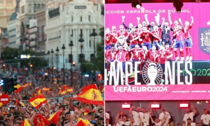 Spanja kthehet në Madrid me trofeun e Kampiones së Europës, pritje spektakolare nga tifozët në rrugët e qytetit (Fotot)