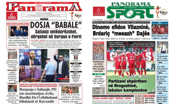 Lexoni faqen e parë të gazetës “Panorama” dhe “Panorama Sport”