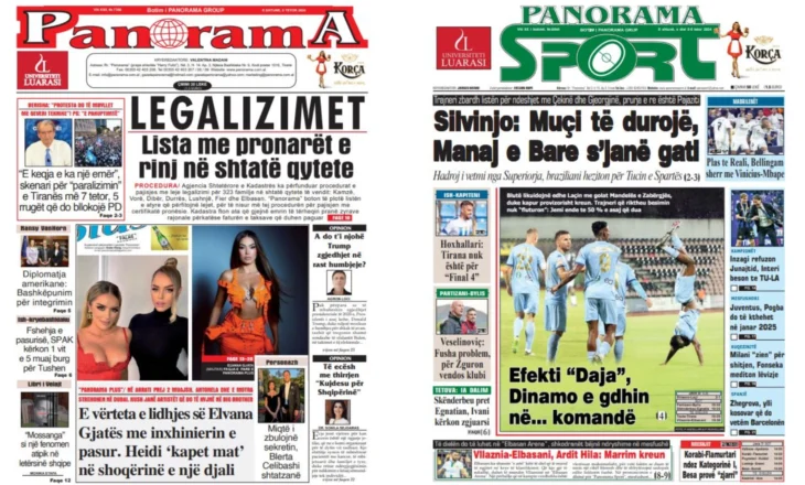 Lexoni faqen e parë të gazetës “Panorama” dhe “Panorama Sport”