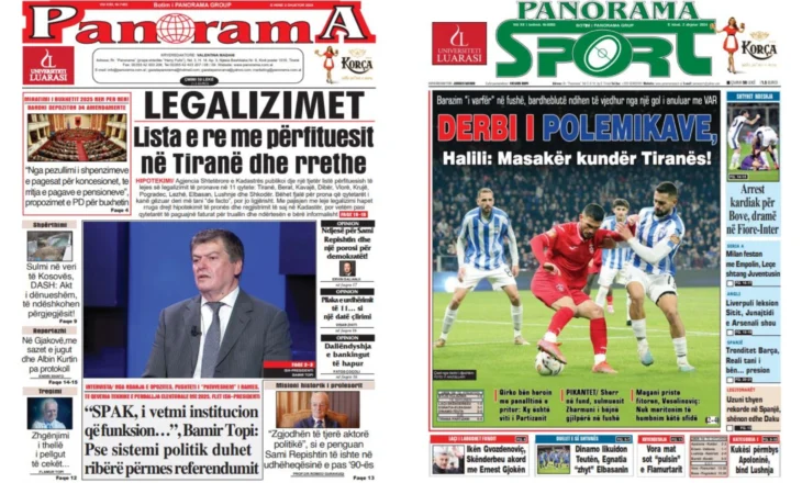 Lexoni faqen e parë të gazetës “Panorama” dhe “Panorama Sport”