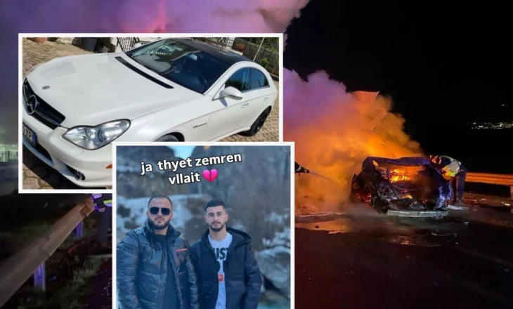 FOTO/ U dogjën brenda makinës, dy nga viktimat ishin vëllezër! Publikohet imazhi i Benz-it ku udhëtonin 4 të rinjtë