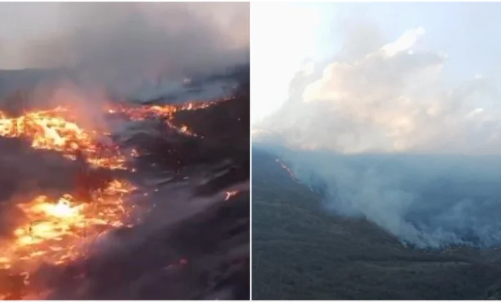 PAMJET/ Mali i Moravës përfshihet nga flakët! Ndërhyjnë forcat zjarrfikëse, era e fortë përhap me shpejtësi vatrën e zjarrit!