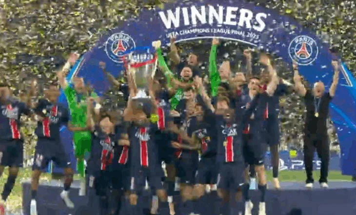 PSG ngre lart trofeun, kampionë të sezonit 2024-2025 të Champions League