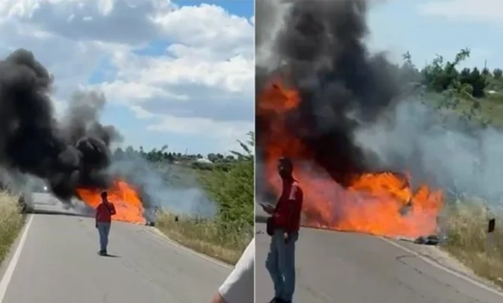 Shkrumbohet nga flakët një makinë në lëvizje në aksin Fier–Roskovec
