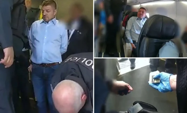 Shqiptari u fut në avionin amerikan me armë të mbushur, dalin pamjet e momentit të arrestimit të 53-vjeçarit