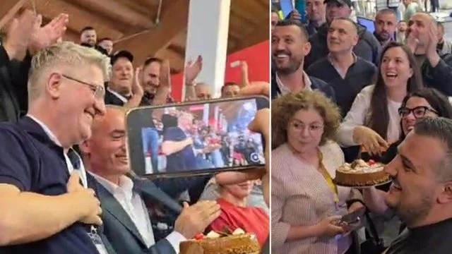 U surprizua nga socialistët me tortë për 51-vjetorin, Gjekmarkaj: Mos i keni hedhur helm