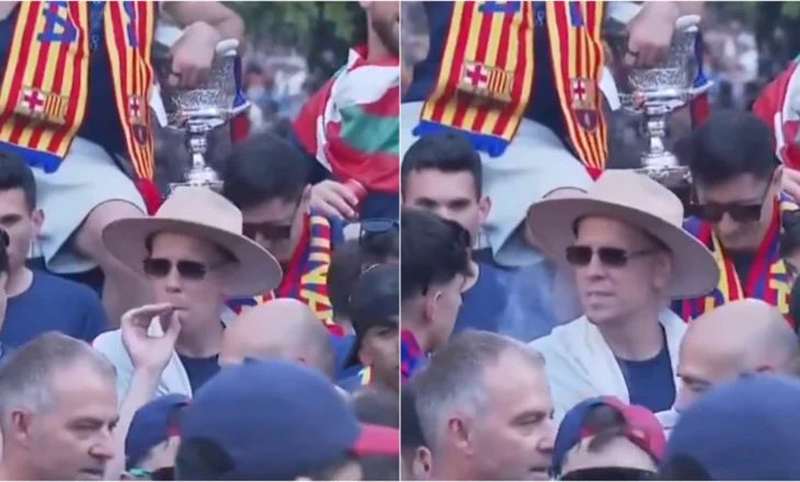 Video/ Moment epik gjatë festës së titullit, portieri Szczesny i ofron cigare 17-vjeçarit të Barcelonës