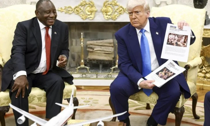 VIDEO/ Trump i zë pritë presidentit të Afrikës së Jugut: Po bëni genocid ndaj të bardhëve! Ramaphosa: Më fal, por nuk kam një avion për të të dhuruar