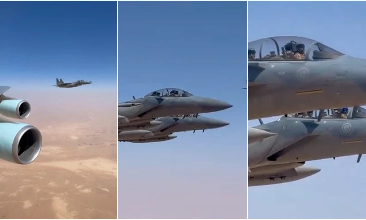 VIDEO/ Trump pritet me ceremoni madhështore në Arabinë Saudite, të paktën 5 aeroplanë luftarakë shoqërojnë Air Force One