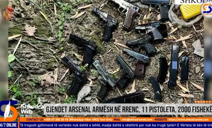 VIDEO+EMRI – Zbulohet arsenal armësh në Rrenc të Shkodrës, kapen 11 pistoleta dhe 2000 fishekë…