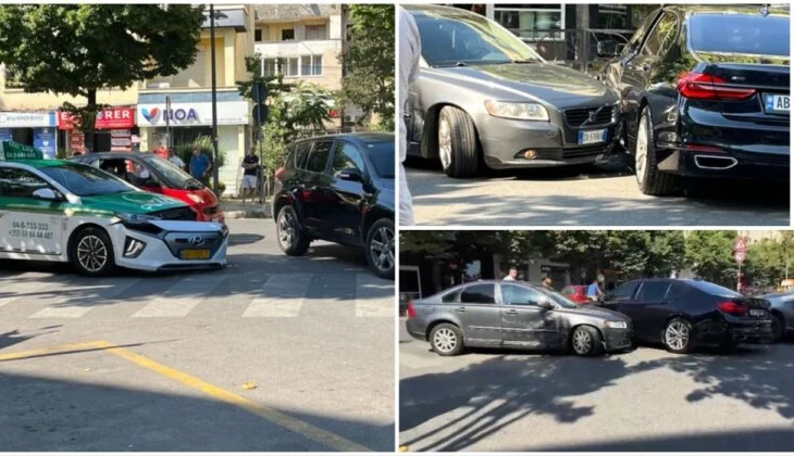 Aksident në Tiranë/ “Taksi Lux” përplaset me dy automjete të tjera