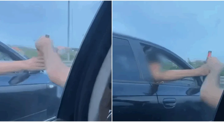 ‘Çmenden’ të rinjtë! Shkëmbejnë birrat nga makina në makinë në mes të autostradës (Video)