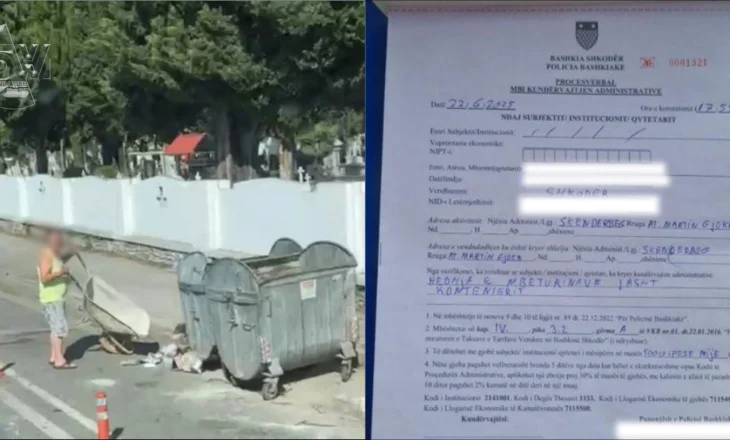 FOTO – Hodhi mbeturinat jashtë konteneirëve, Policia e Bashkiake e Shkodrës gjobit qytetarin…