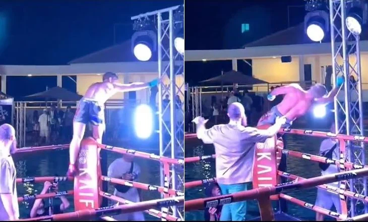 Incident i pazakontë në ring, luftëtarin rus e zë korrenti pas fitores! Rrëzohet në pishinë