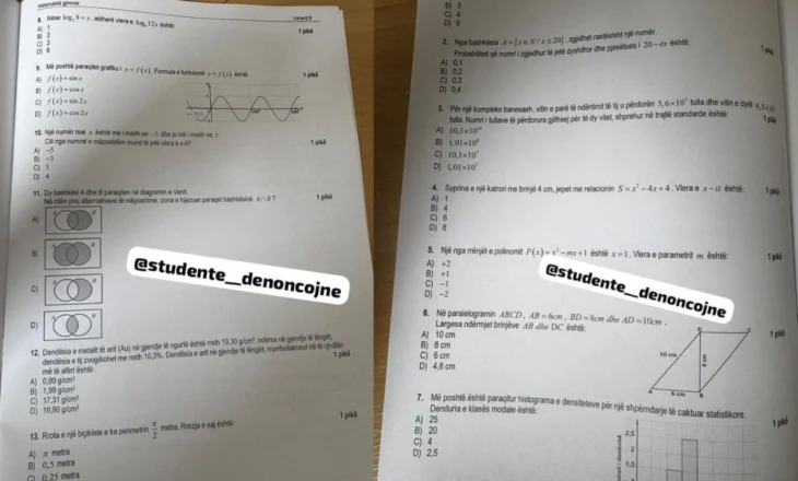 Matura Shtetërore/ As 30 minuta nga nisja e provimit, dalin tezat e matematikës