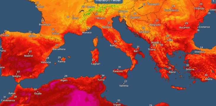 Një valë e fuqishme të nxehti pritet të godasë Italinë dhe rajonin e Ballkanit, përfshirë edhe Shqipërinë