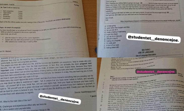 Nuk ka ‘surpriza’, del sërish në rrjetet sociale teza e provimit të maturës
