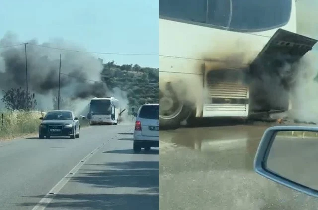 Përfshihet nga flakët një autobus në aksin Belsh-Elbasan, ja çfarë dyshohet (Detaje)
