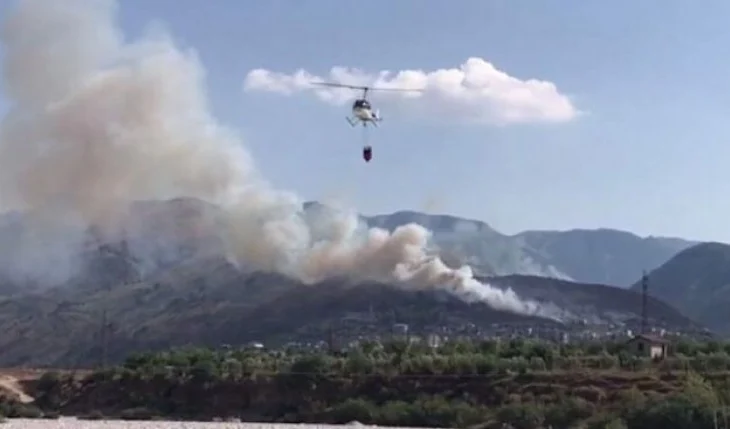 Rindizet zjarri në pyjet e Darzezës/ Situata del jashtë kontrollit, ndërhyn helikopteri ‘Cougar’