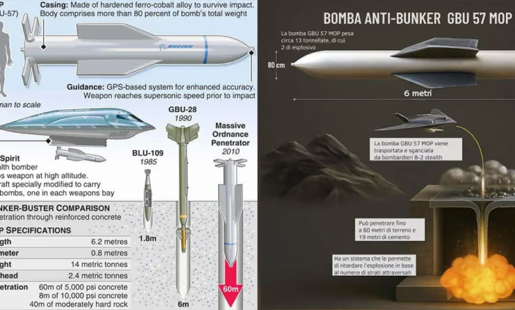 Superbomba amerikane mbi bunkerët bërthamorë iranianë, përdoret për herë të parë penetruesi GBU-57 MOP