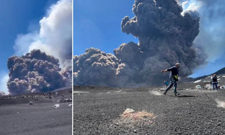 VIDEO/ Shpërthen vullkani Etna, turistët në panik vrapojnë për t’i shpëtuar resë së hirit dhe gazrave