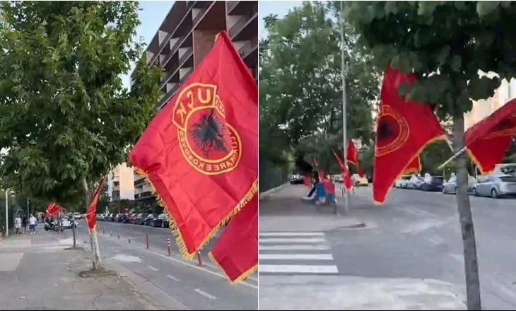 VIDEO/ Urdhëruan heqjen e flamujve të UÇK-së në ndeshjen me Serbinë, aktivistët protestë para FSHF-së, përplasen me policinë