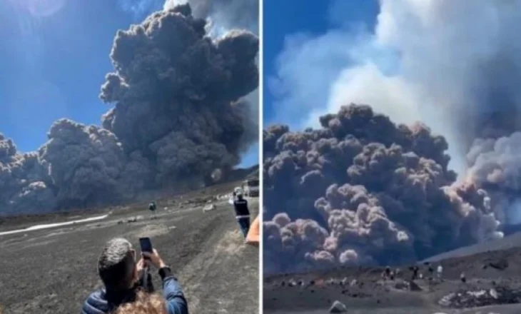 ‘Zgjohet’ vullkani Etna, shpërthimi bëhet viral e shokon rrjetin! Reja e zezë, e lartë disa kilometra “pushton” qiellin e Catanias