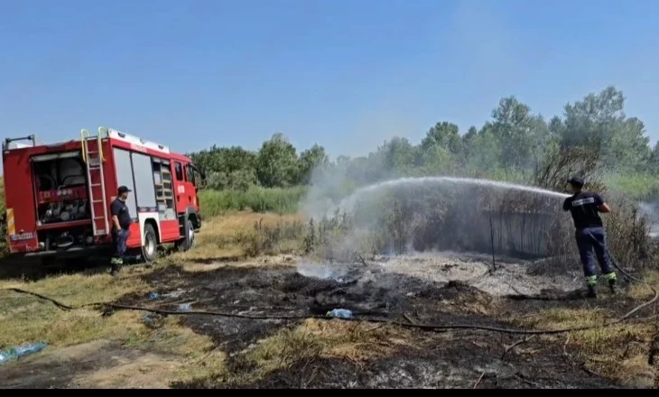 Zjarr në vendgrumbullimin e mbetjeve në Daullas të Fierit, tymi mbulon zonën pranë varrezave