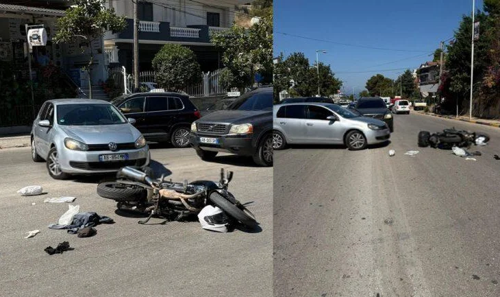Aksident i rëndë/ Makina përplas motorin, motoçiklisti përfundon në spital, ja si paraqitet gjendja e tij