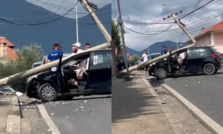 Aksident i rëndë në Paskuqan/ Makina përplaset me shtyllën elektrike, bllokohet një korsi