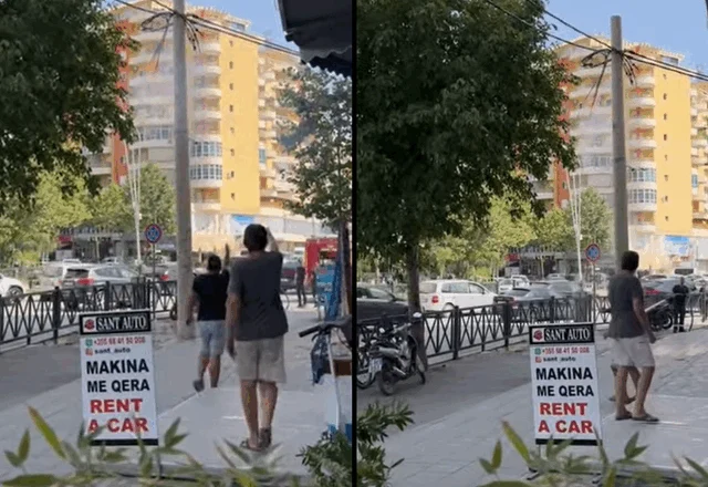 Çudira nga Vlora / Zjarrfikësi i hedh ujë shtyllës elektrike që bënte masë, habiten edhe turistët e huaj (VIDEO)