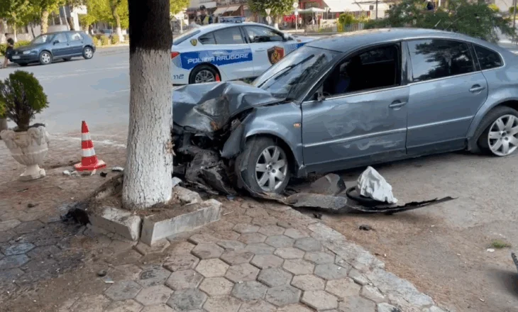 Maliq/ Makina del nga rruga dhe përplaset me pemën, lëndohet shoferi