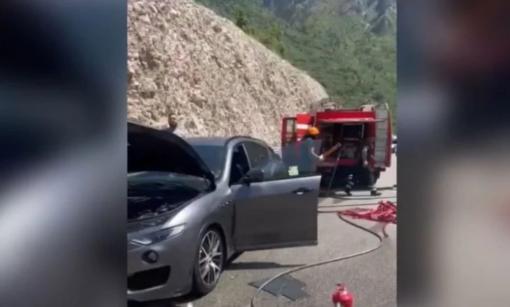 “Maserati” shpërthen në flakë gjatë daljes nga tuneli i Skërficës, vetëm dëme materiale (FOTO)