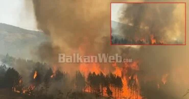 Pamje apokaliptike në Qafë Buall, zjarri përfshin masivin pyjor, tymi i dendur “pushton” zonën